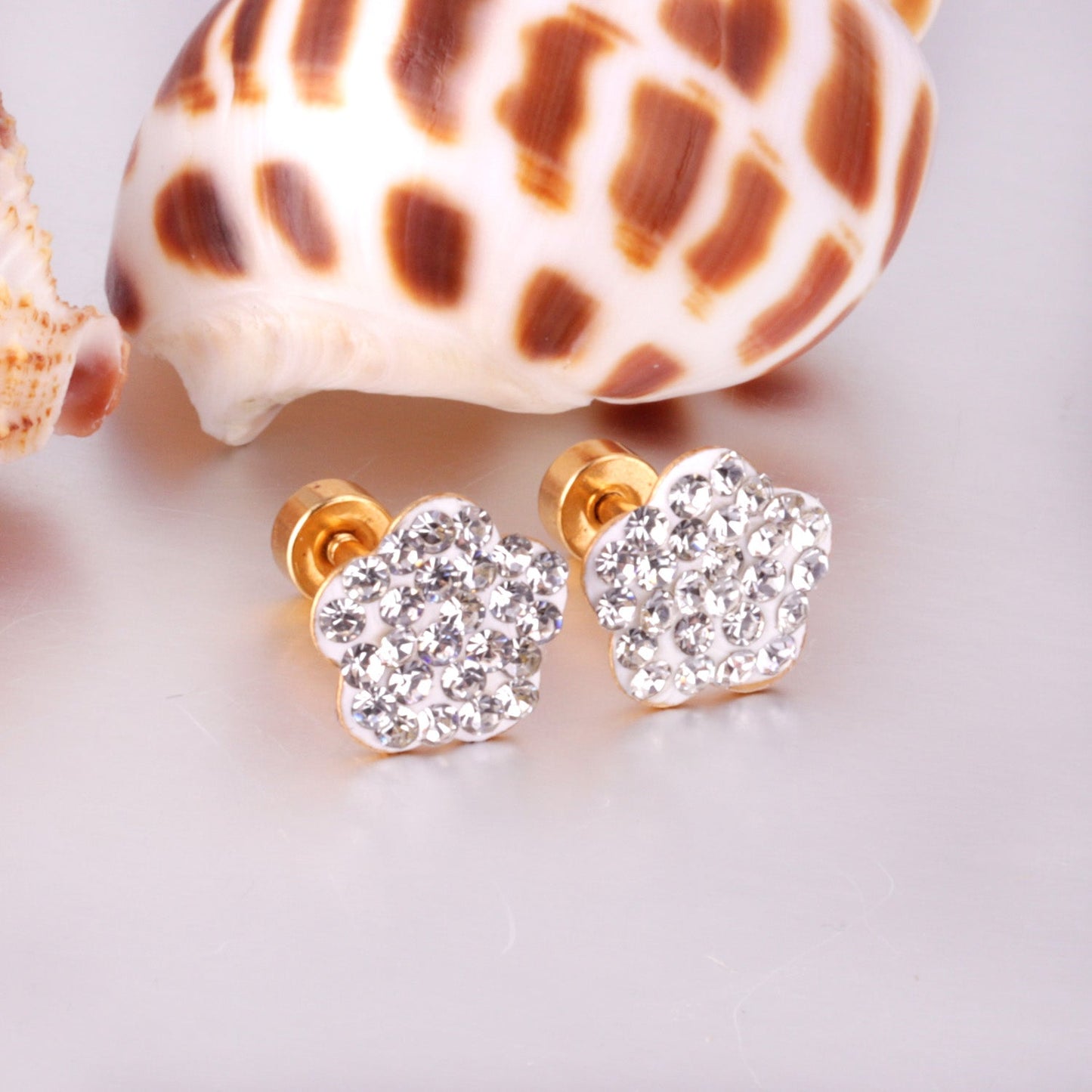 12 pairs 9mm steel color/golden plum dipped clay mix/five color screw plugs asonjewelry