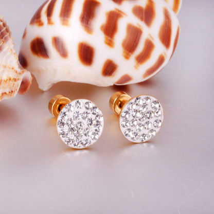 12 pairs 9mm steel color/gold round dipped clay mix/five color screw plugs asonjewelry