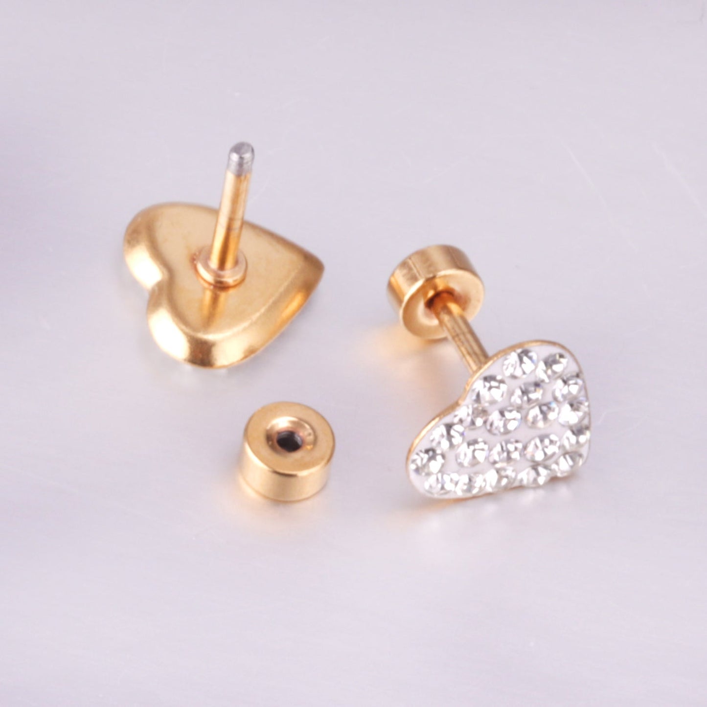 12 pairs 9mm steel/golden heart shaped sludge mix/five colors/white white sludge screw plugs asonjewelry