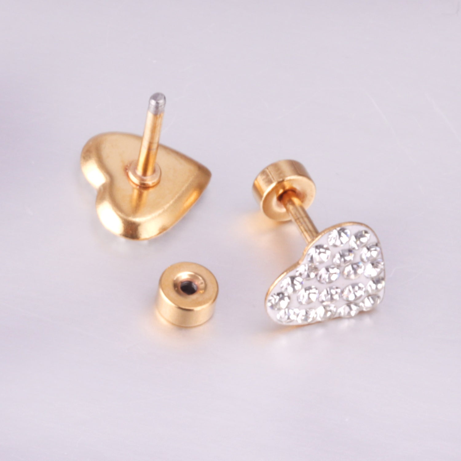 12 pairs 9mm steel/golden heart shaped sludge mix/five colors/white white sludge screw plugs asonjewelry