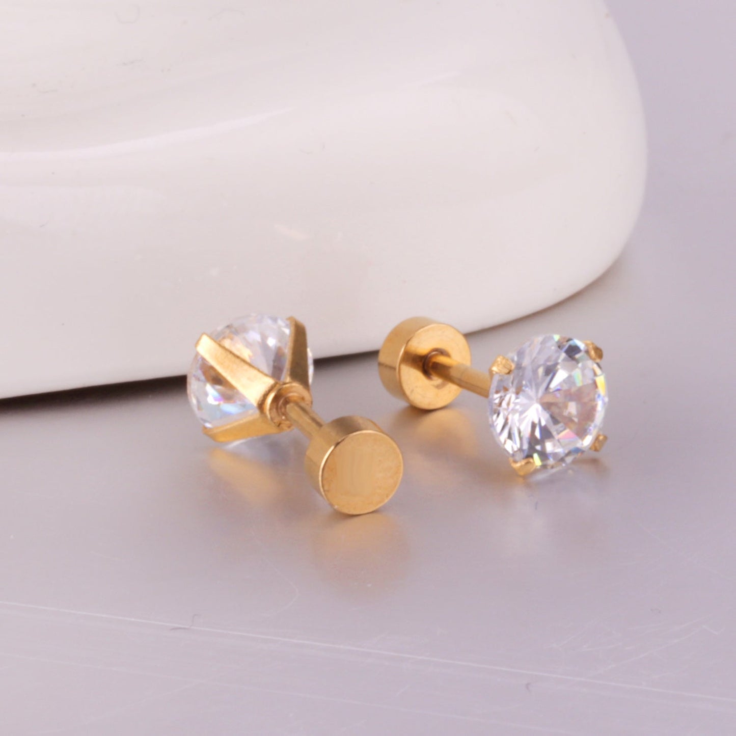 12 pairs 3mm/5mm/6mm gold/steel four-grip round mixing screw plugs asonjewelry