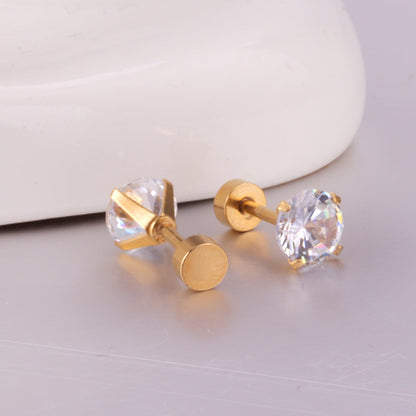 12 pairs 3mm/5mm/6mm gold/steel four-grip round mixing screw plugs asonjewelry