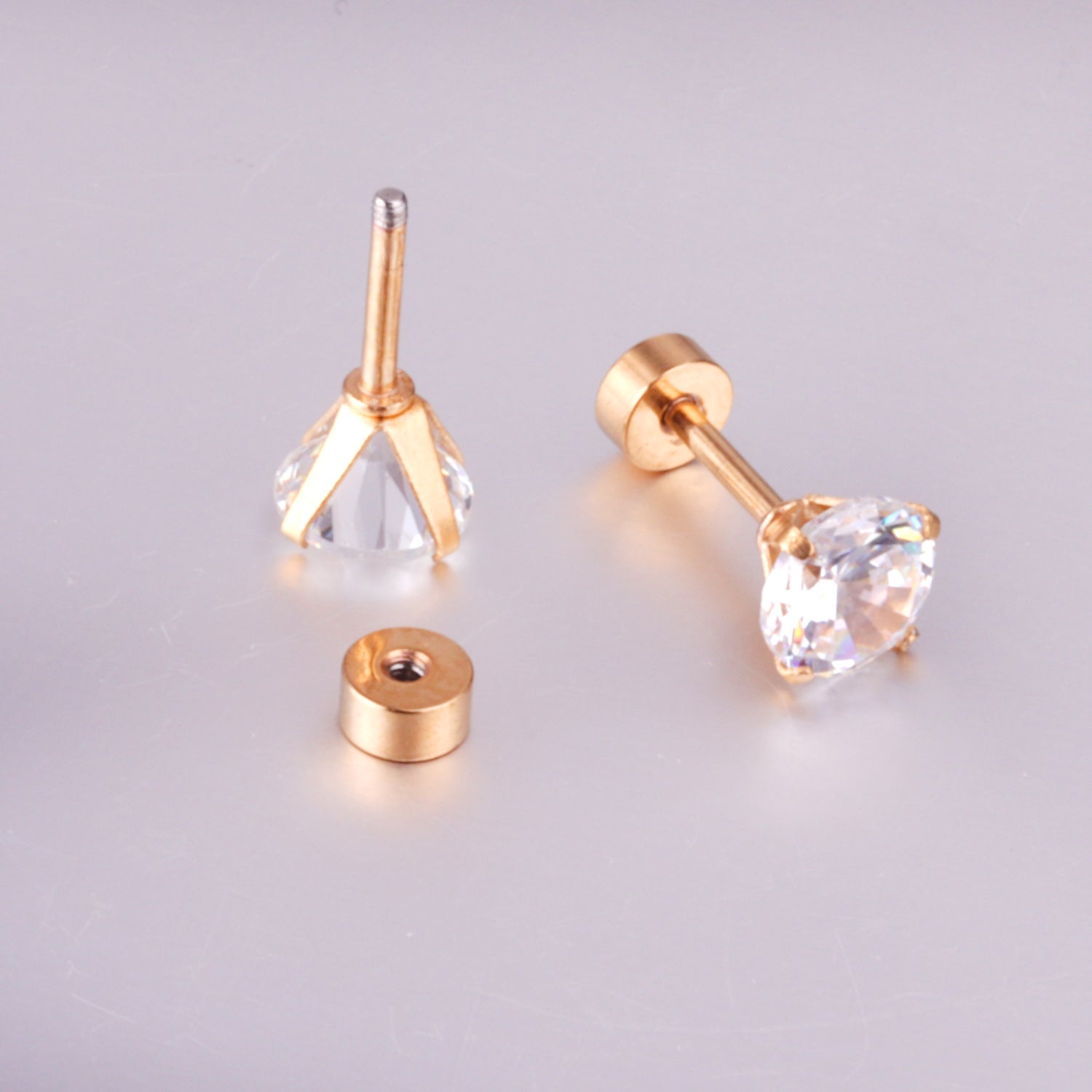 12 pairs 3mm/5mm/6mm gold/steel four-grip round mixing screw plugs asonjewelry