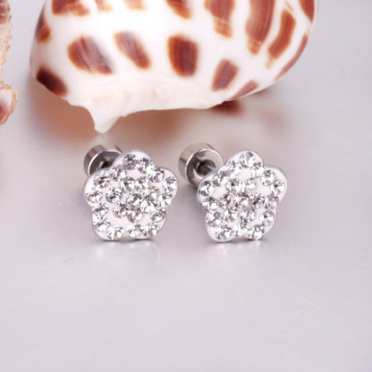 12 pairs 9mm steel color/golden plum dipped clay mix/five color screw plugs asonjewelry