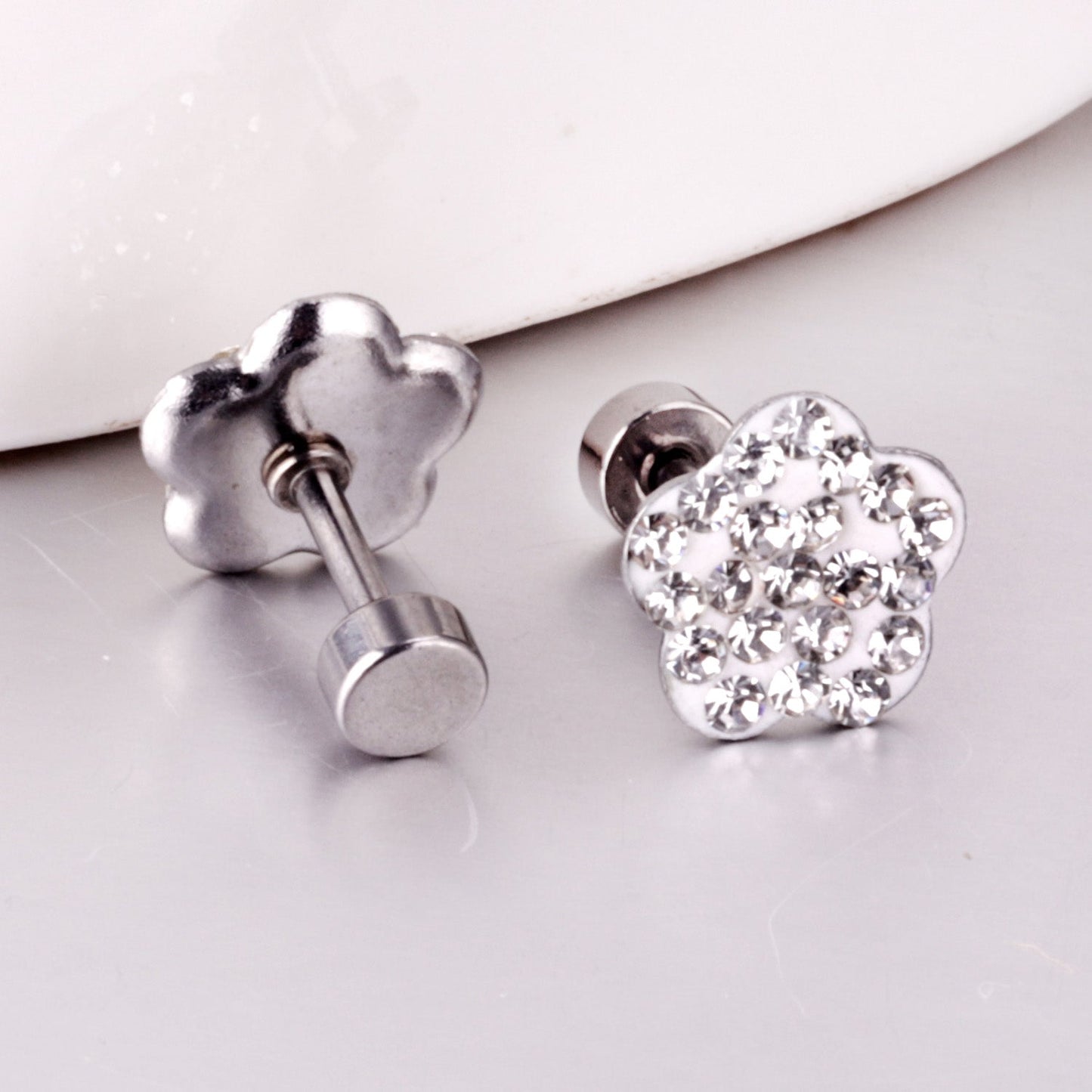 12 pairs 9mm steel color/golden plum dipped clay mix/five color screw plugs asonjewelry