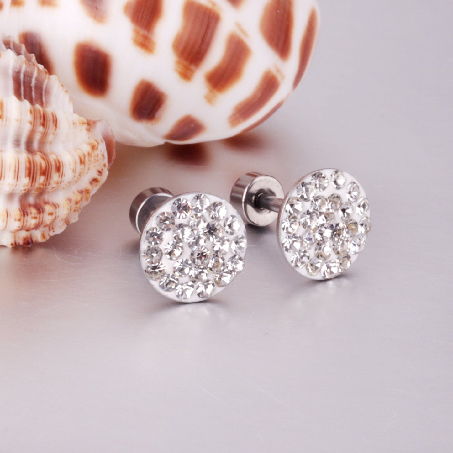 12 pairs 9mm steel color/gold round dipped clay mix/five color screw plugs asonjewelry