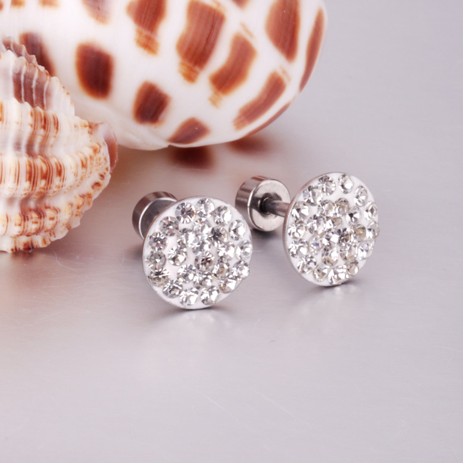 12 pairs 9mm steel color/gold round dipped clay mix/five color screw plugs asonjewelry