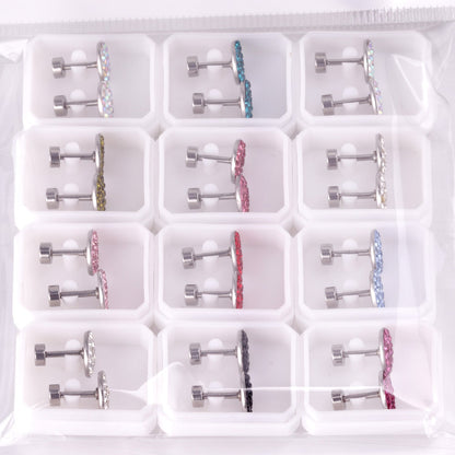 12 pairs 9mm steel color/gold round dipped clay mix/five color screw plugs asonjewelry