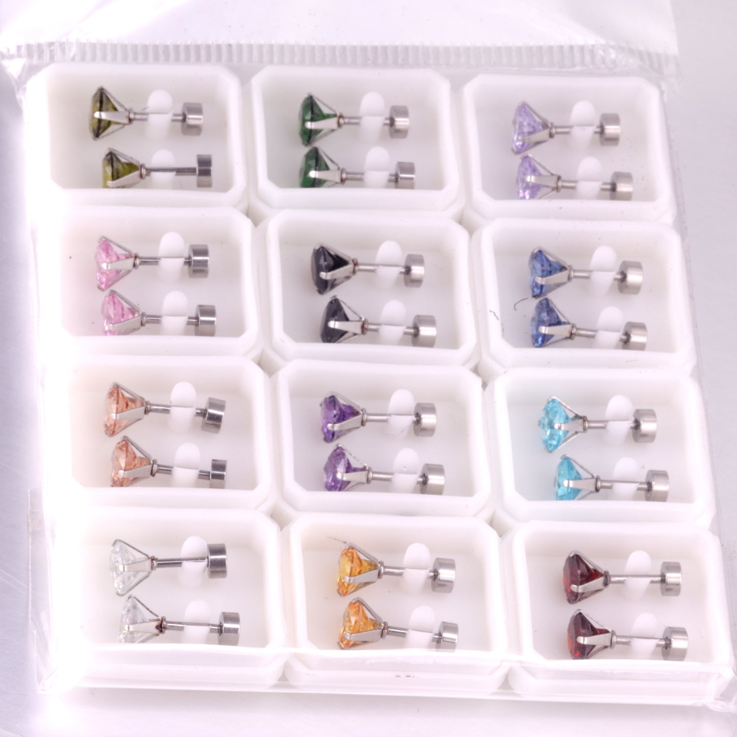 12 pairs 3mm/5mm/6mm gold/steel four-grip round mixing screw plugs asonjewelry