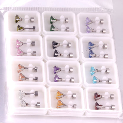 12 pairs 3mm/5mm/6mm gold/steel four-grip round mixing screw plugs asonjewelry