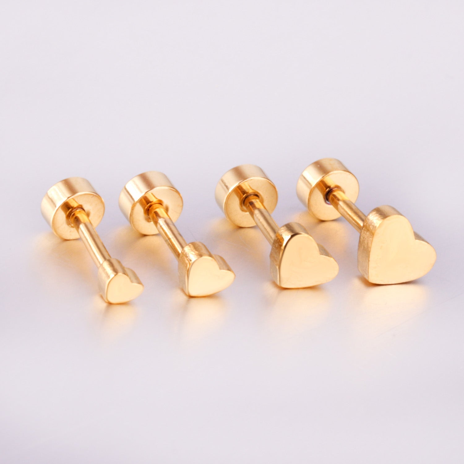 12 pairs 3mm/4mm/5mm/6mm steel/gold screw-in earrings without diamonds asonjewelry