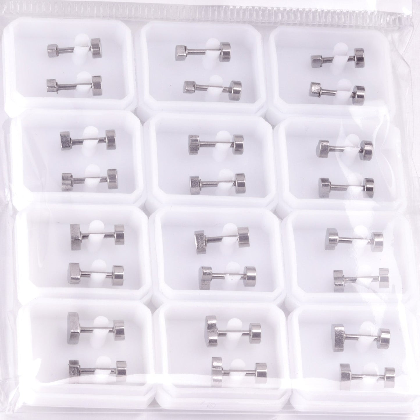 12 pairs 3mm/4mm/5mm/6mm steel/gold screw-in earrings without diamonds asonjewelry