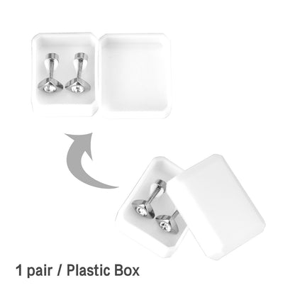 12 pairs 7mm steel/golden heart mix/white diamond screw plugs asonjewelry