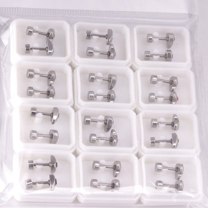 12 pairs 7mm steel/golden heart mix/white diamond screw plugs asonjewelry