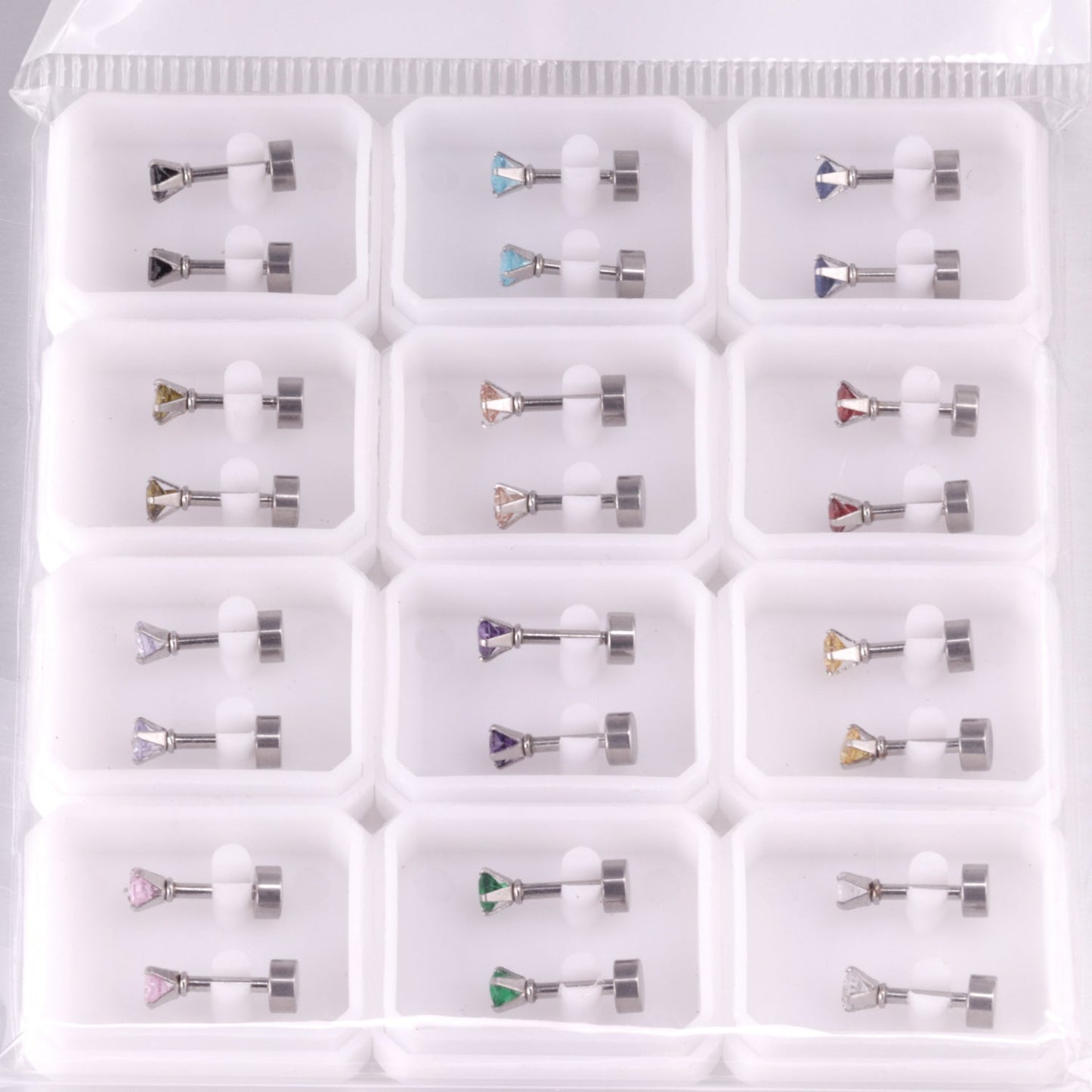 12 pairs 3mm/5mm/6mm gold/steel four-grip round mixing screw plugs asonjewelry