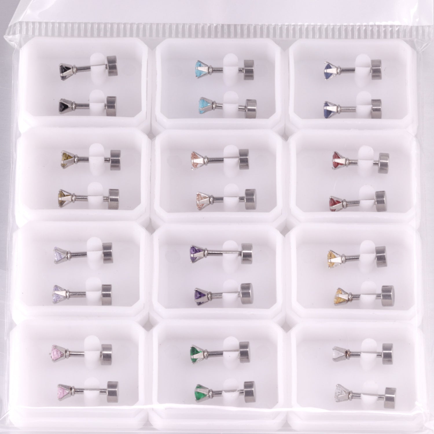 12 pairs 3mm/5mm/6mm gold/steel four-grip round mixing screw plugs asonjewelry