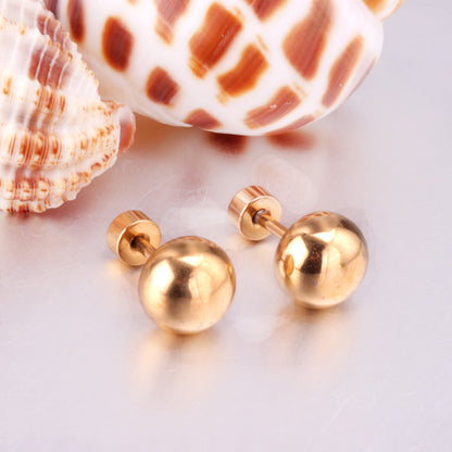 4mm~8mm steel color & gold color half-round ball screw plugs asonjewelry