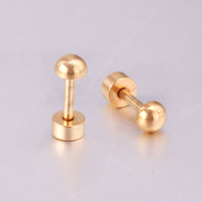 4mm~8mm steel color & gold color half-round ball screw plugs asonjewelry