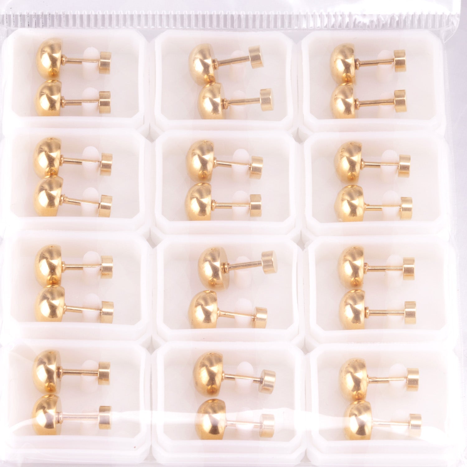 4mm~8mm steel color & gold color half-round ball screw plugs asonjewelry