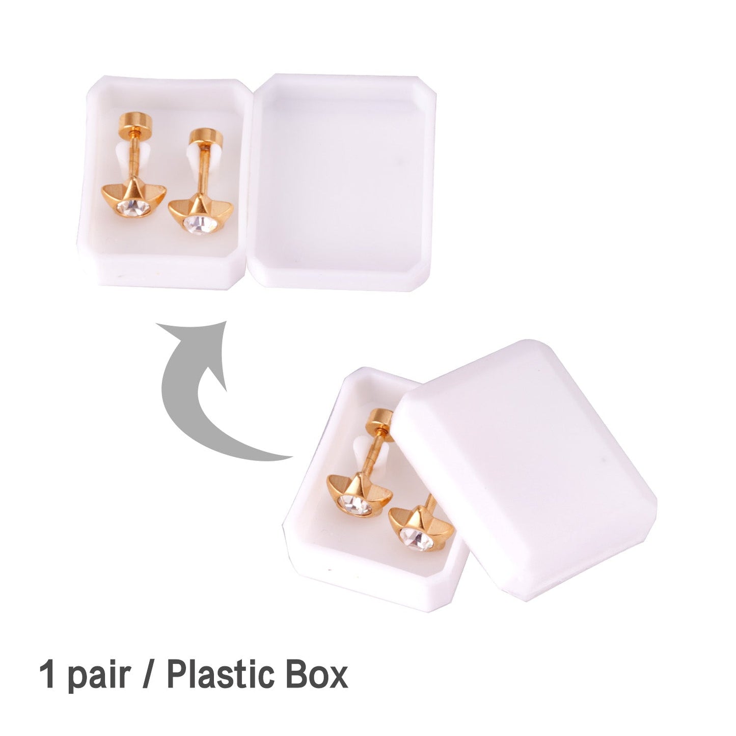 12 pairs 7mm steel/golden pentagram mixed drill/white diamond screw plugs asonjewelry