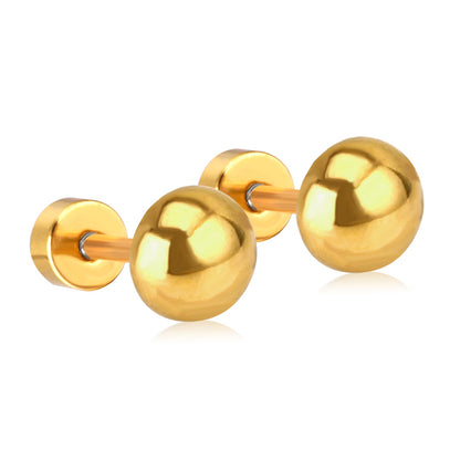 4mm~8mm steel color & gold color half-round ball screw plugs asonjewelry