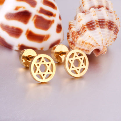 12 pairs steel/gold/black screw-in stud earrings without diamonds asonjewelry