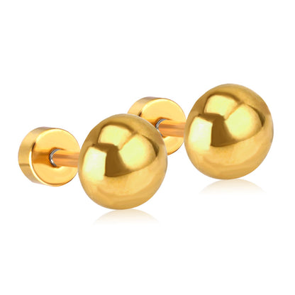 4mm~8mm steel color & gold color half-round ball screw plugs asonjewelry