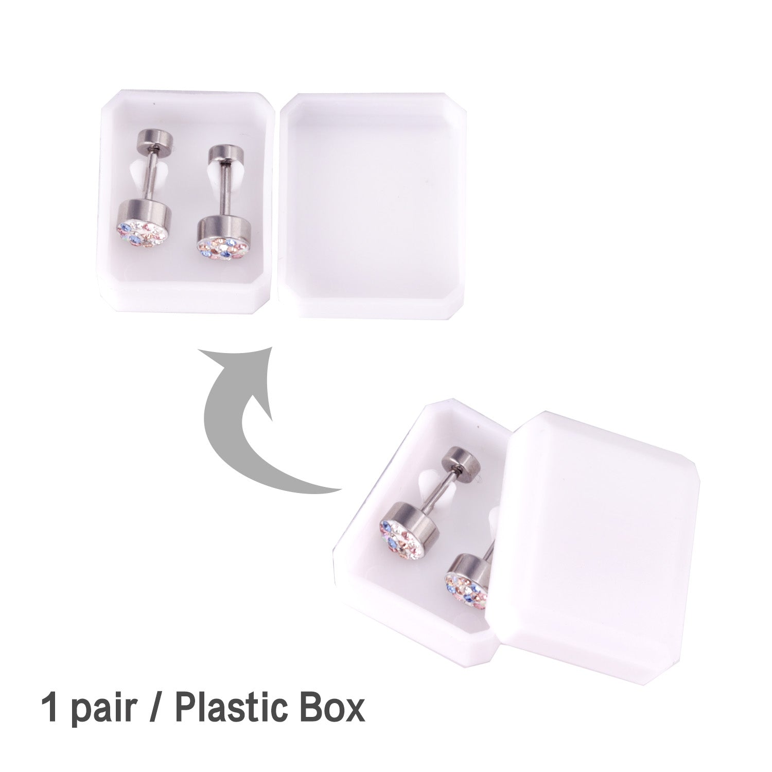 6mm Cylindrical Mixed Color Clay Drill Screw In Earrings asonjewelry