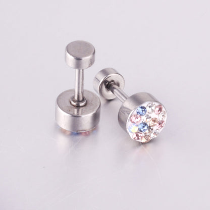 6mm Cylindrical Mixed Color Clay Drill Screw In Earrings asonjewelry