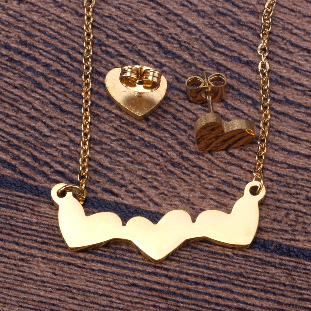 Gold Cut Heart Glossy Set asonjewelry