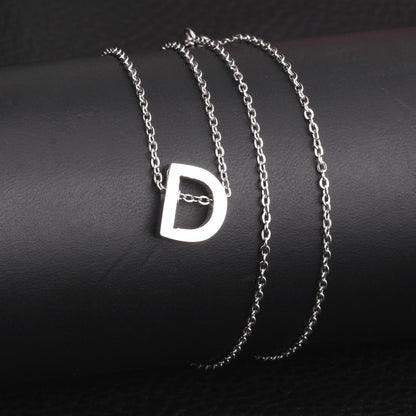 ASON Delicate Classic Style Initial 26 Letters Alphabet Chain Pendant Necklace Stainless Steel Color Jewelry Chokers asonjewelry