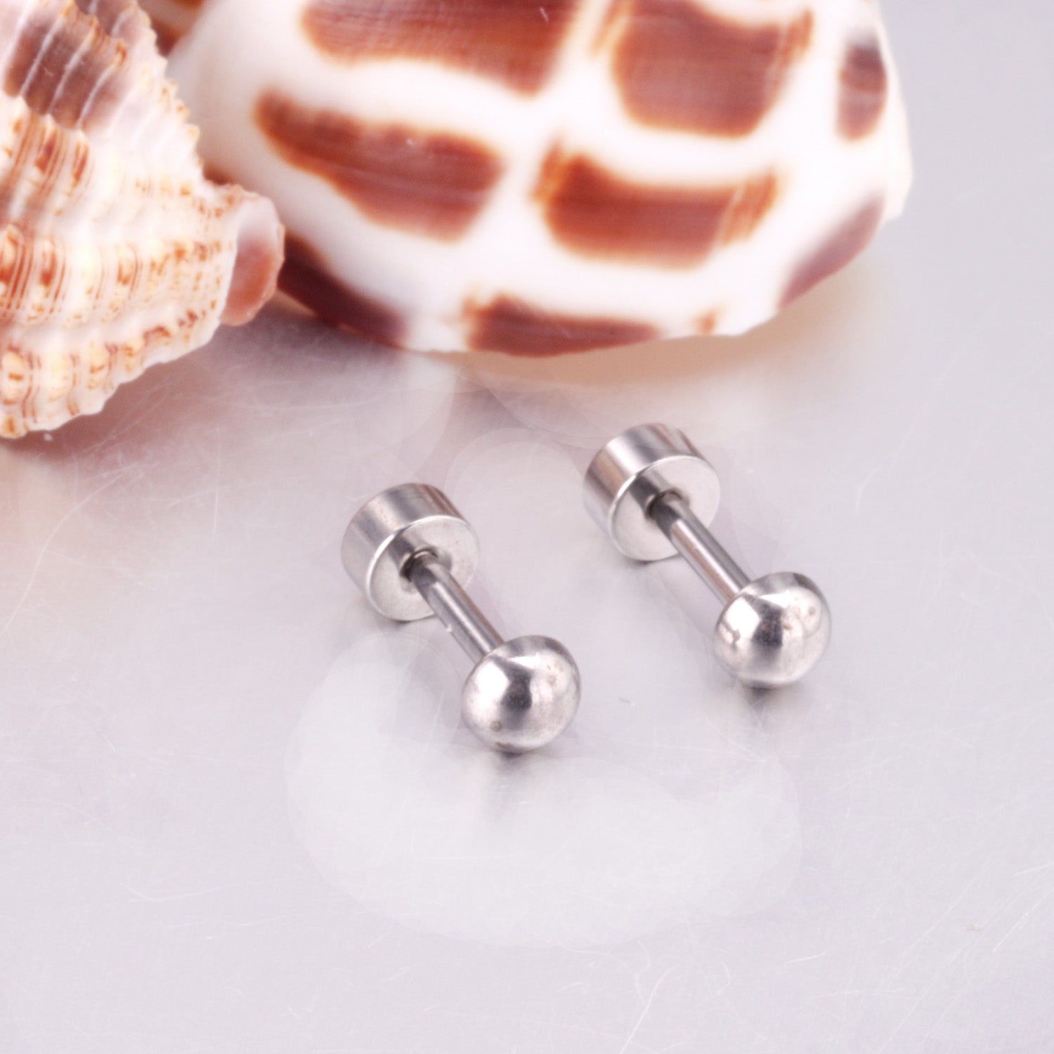 4mm~8mm steel color & gold color half-round ball screw plugs asonjewelry