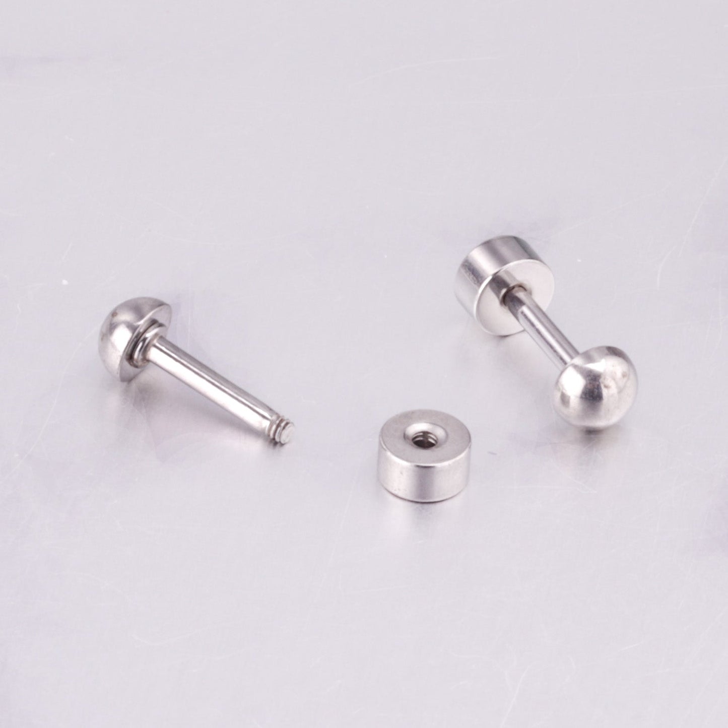 4mm~8mm steel color & gold color half-round ball screw plugs asonjewelry