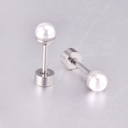 4~8mm steel color/golden white pearl screw plugs asonjewelry