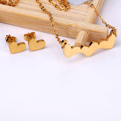 Gold Cut Heart Glossy Set asonjewelry