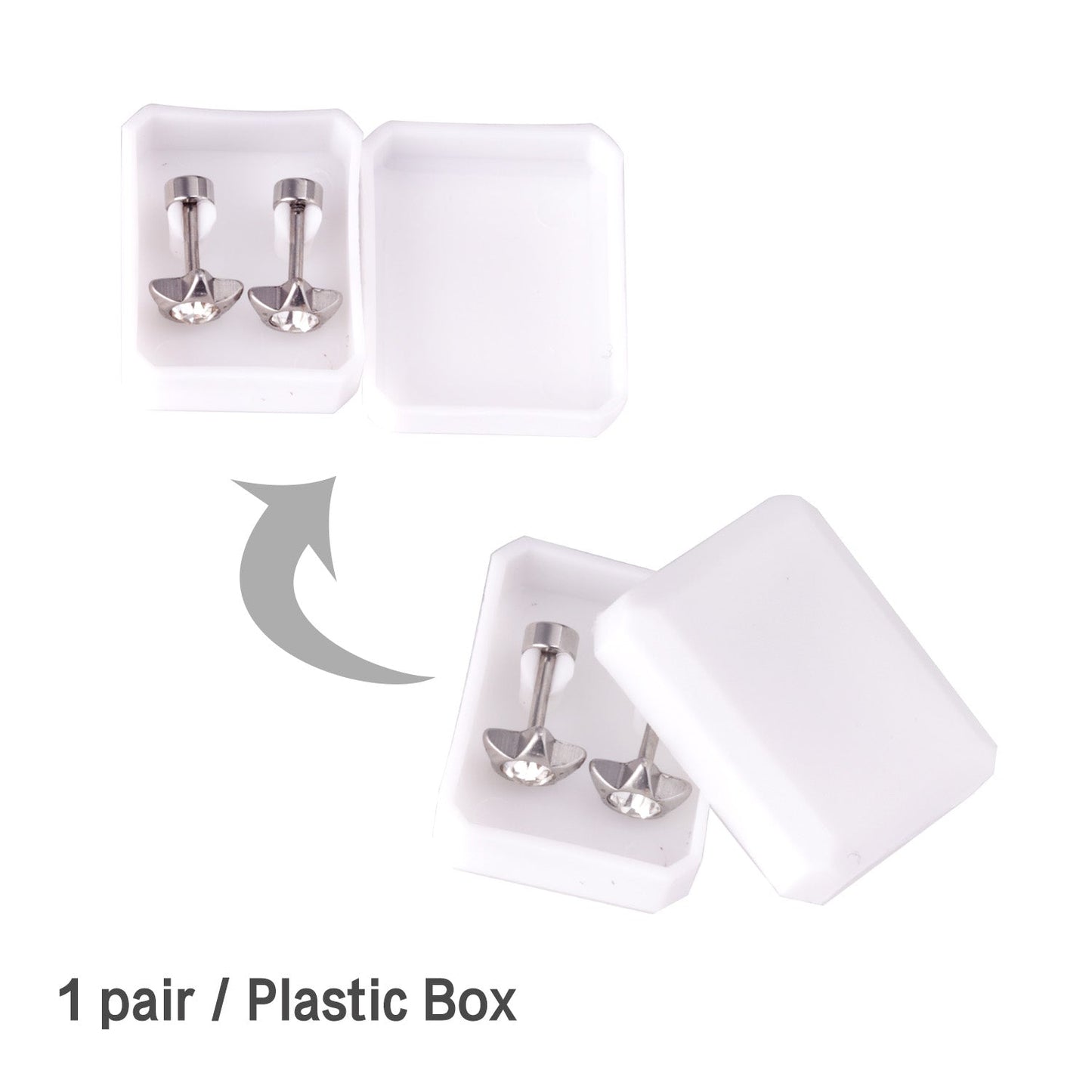 12 pairs 7mm steel/golden pentagram mixed drill/white diamond screw plugs asonjewelry