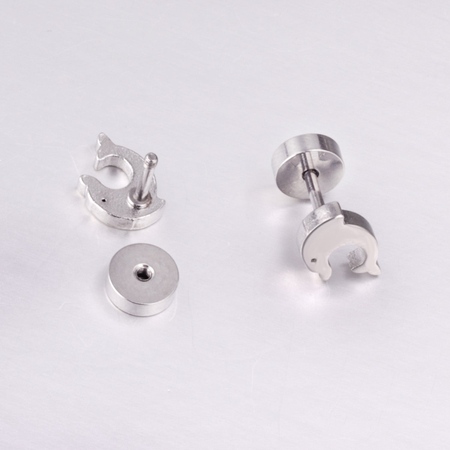 12 pairs Dolphin Shape Steel Goldtone Screwback Stud Earrings asonjewelry