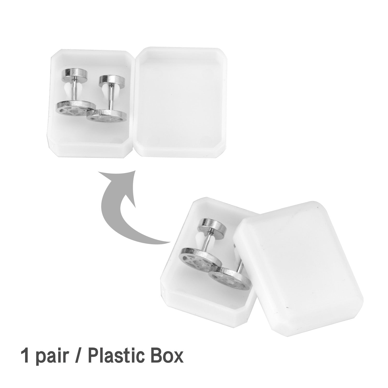 12 pairs steel/gold/black screw-in stud earrings without diamonds asonjewelry