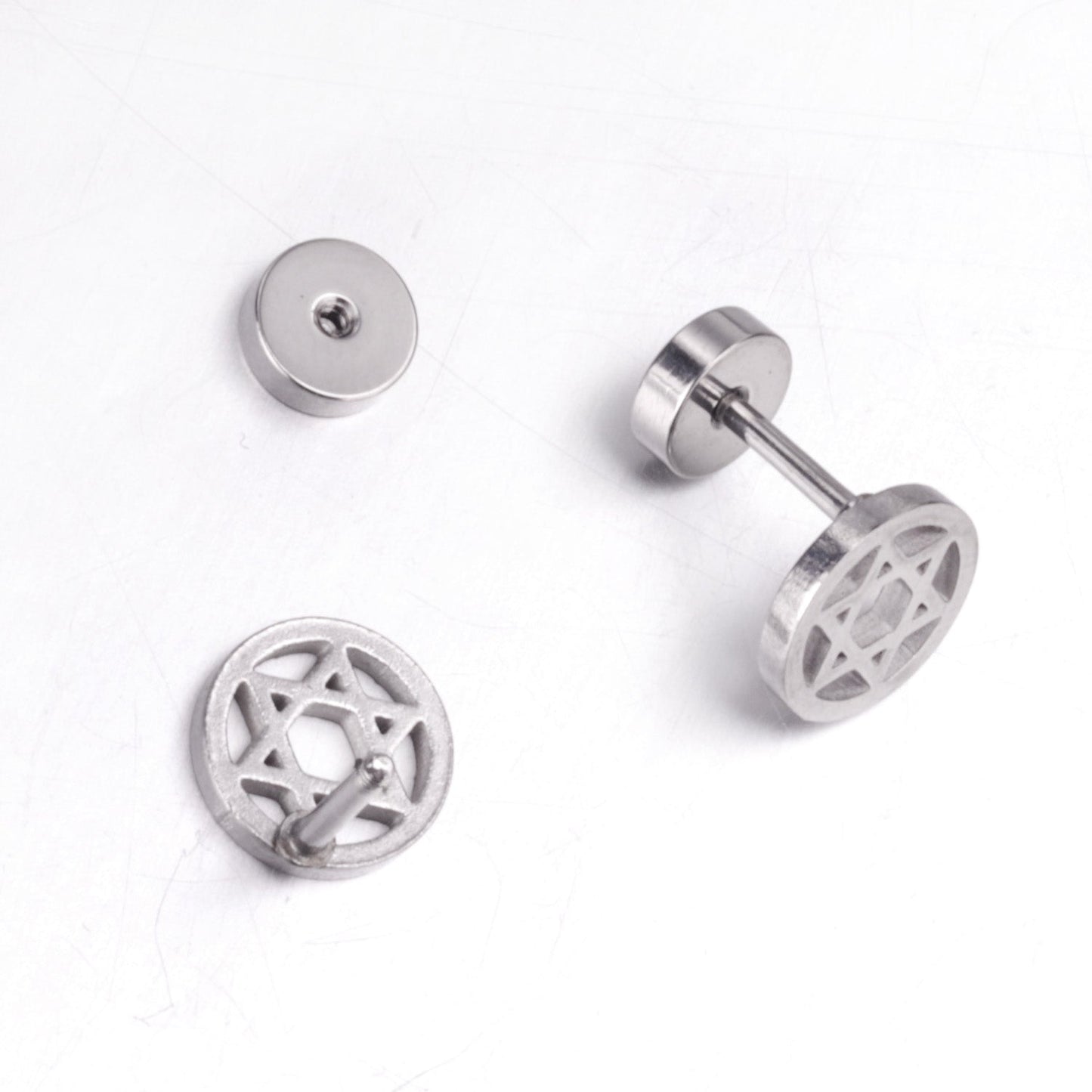 12 pairs steel/gold/black screw-in stud earrings without diamonds asonjewelry