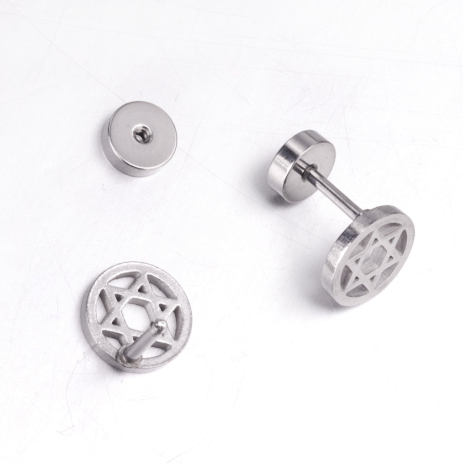 12 pairs steel/gold/black screw-in stud earrings without diamonds asonjewelry