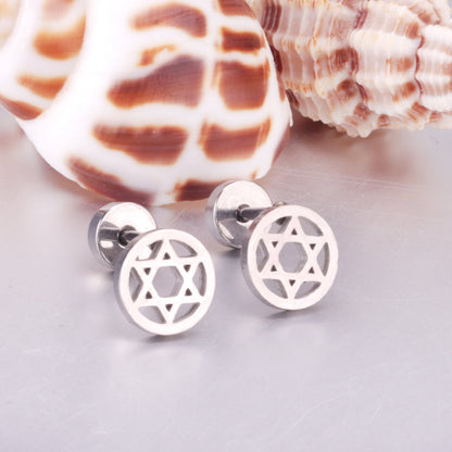 12 pairs steel/gold/black screw-in stud earrings without diamonds asonjewelry