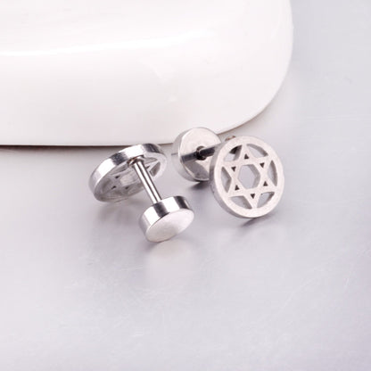 12 pairs steel/gold/black screw-in stud earrings without diamonds asonjewelry