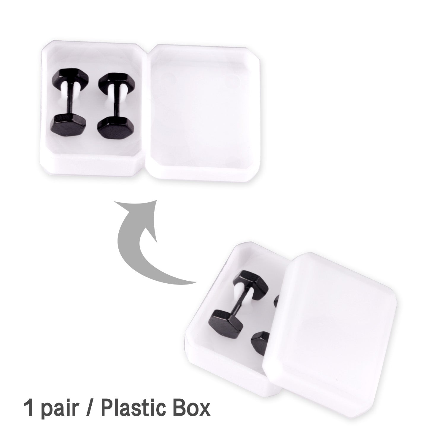 12 pairs 7mm Steel/Gold/Black Hexagonal Plugs asonjewelry