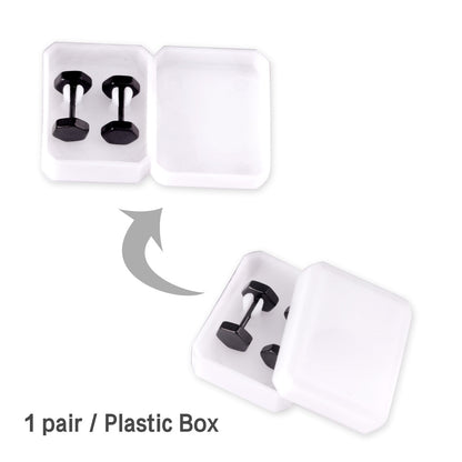 12 pairs 7mm Steel/Gold/Black Hexagonal Plugs asonjewelry