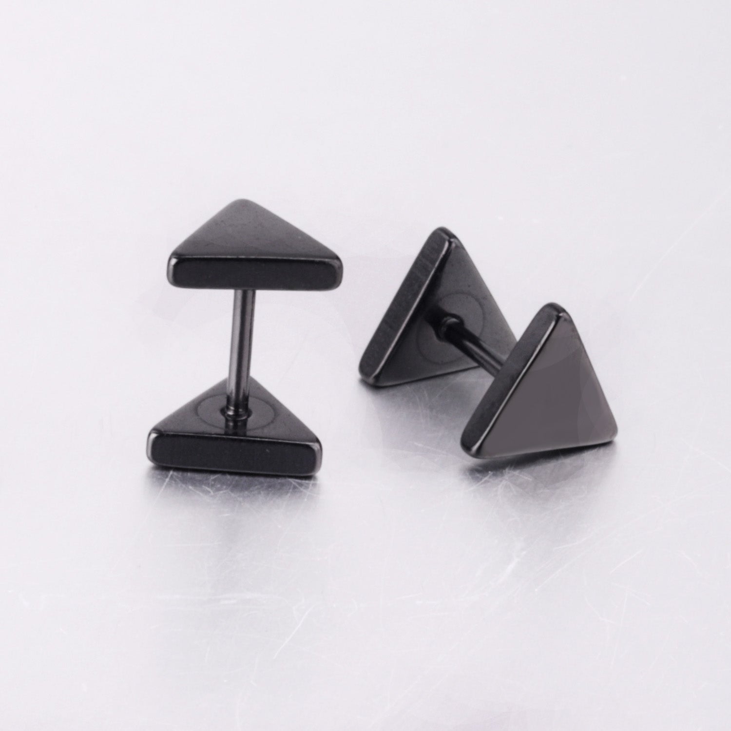 12 pairs 8mm steel color/gold/black triangle screw plugs asonjewelry