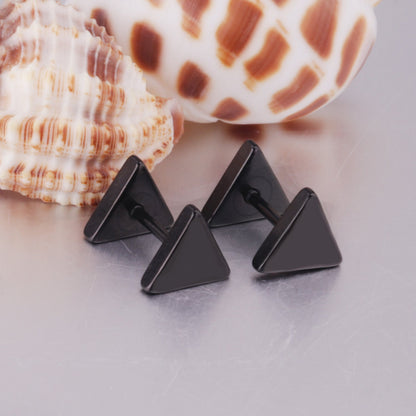 12 pairs 8mm steel color/gold/black triangle screw plugs asonjewelry