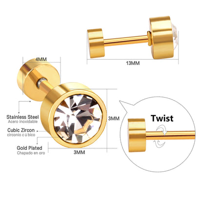 3mm/6mm Gold & Steel Column Mixed Drill Plugs asonjewelry