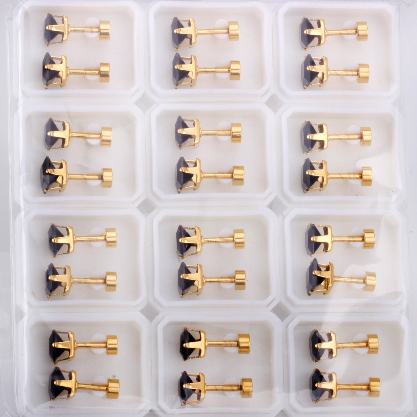 3mm~7mm Steel/Gold/Mixed color square white diamond screw plugs asonjewelry