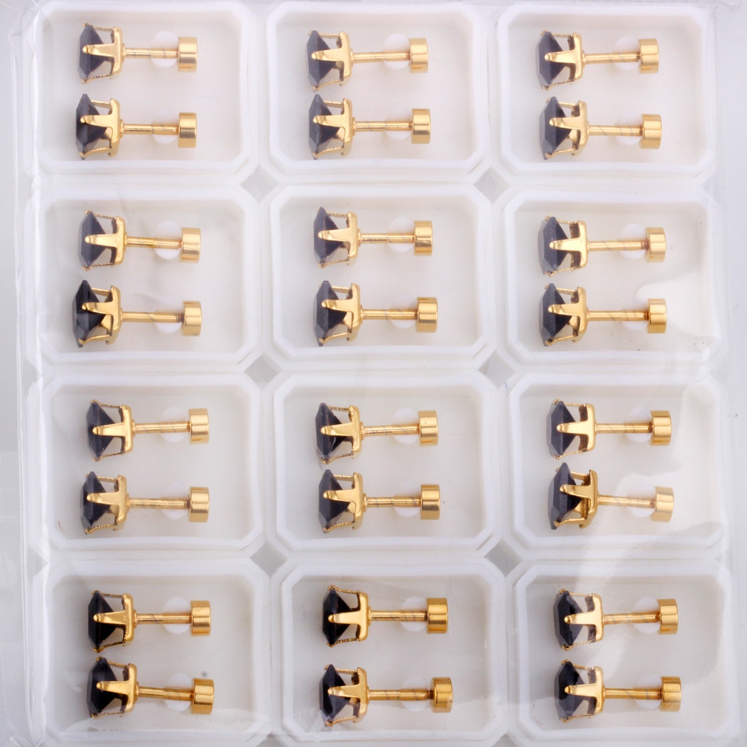3mm~7mm Steel/Gold/Mixed color square white diamond screw plugs asonjewelry