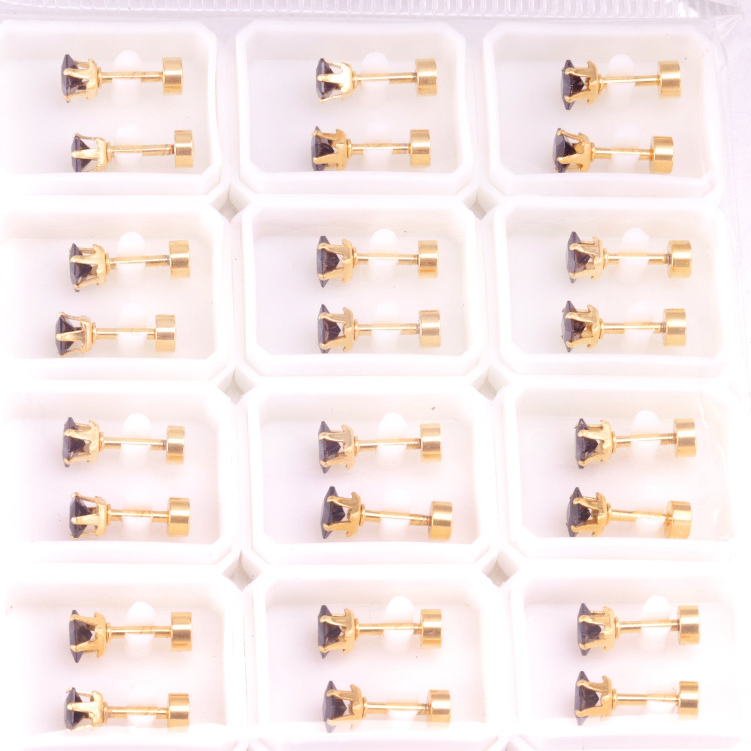 3mm~7mm Steel/Gold/Mixed color square white diamond screw plugs asonjewelry